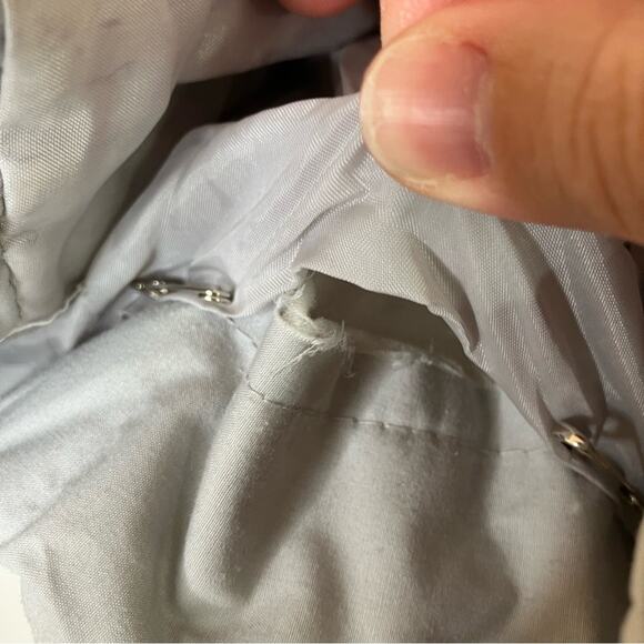 Saxton Hall | Vintage Down Feather Women's Light Gray Hooded Puffy Coat M Petite - Picture 8 of 10